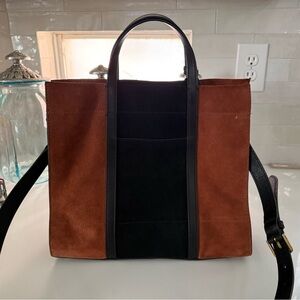 Fossil - Carmen bag. Elegant Black and Brown Suede Tote Bag